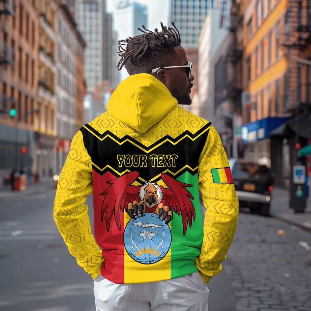 Personalized Afro Mali Vulture Zip Hoodie Coat Of Arms - Bogolan Pattern LT15