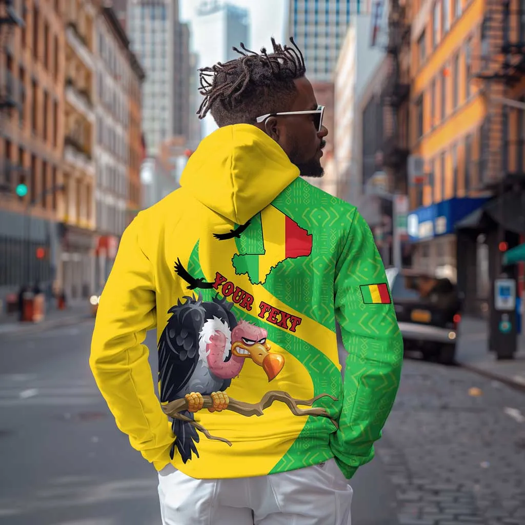 Personalized Afro Mali Vulture Zip Hoodie Flag Map - Bogolan Pattern LT15