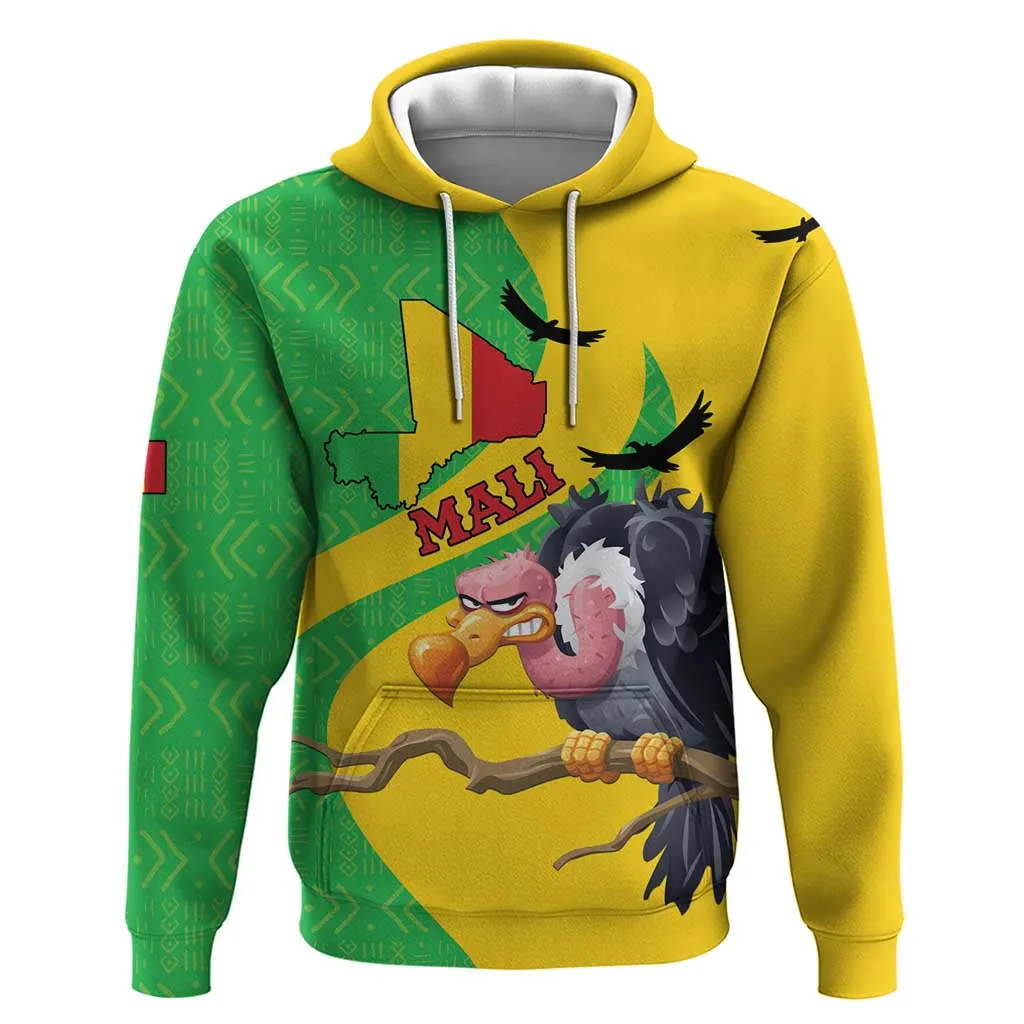 Personalized Afro Mali Vulture Zip Hoodie Flag Map - Bogolan Pattern LT15