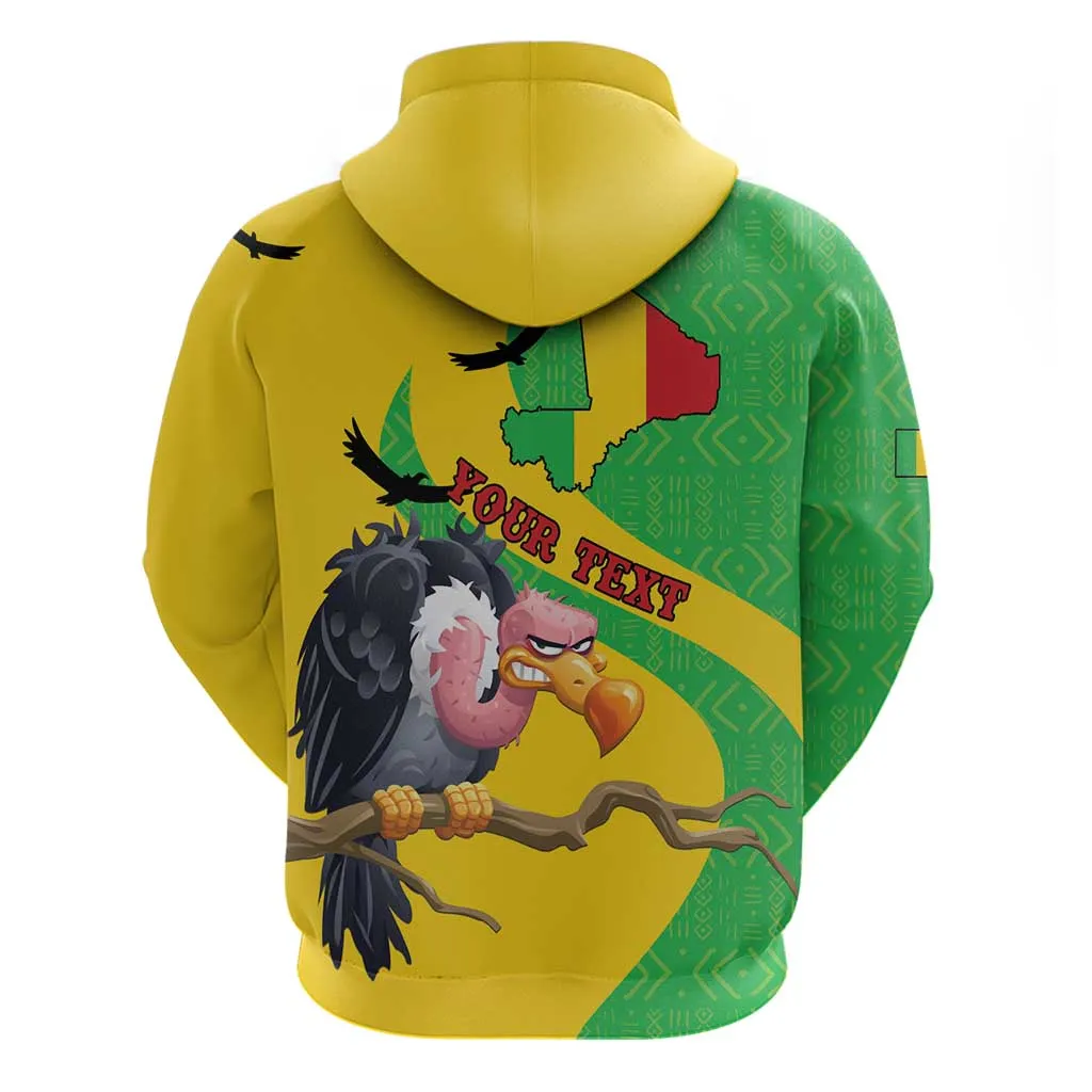 Personalized Afro Mali Vulture Zip Hoodie Flag Map - Bogolan Pattern LT15