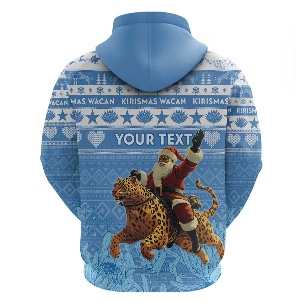 Personalized Afro Somalia Christmas Zip Hoodie Black Santa Riding Leopard - African Pattern LT15