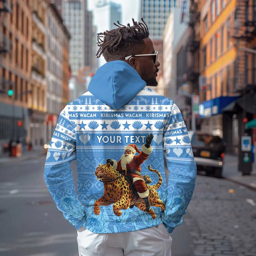 Personalized Afro Somalia Christmas Zip Hoodie Black Santa Riding Leopard - African Pattern LT15