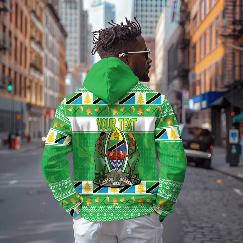 Personalized Afro Tanzania Christmas Zip Hoodie Heri ya Krismasi With Coat Of Arms LT18