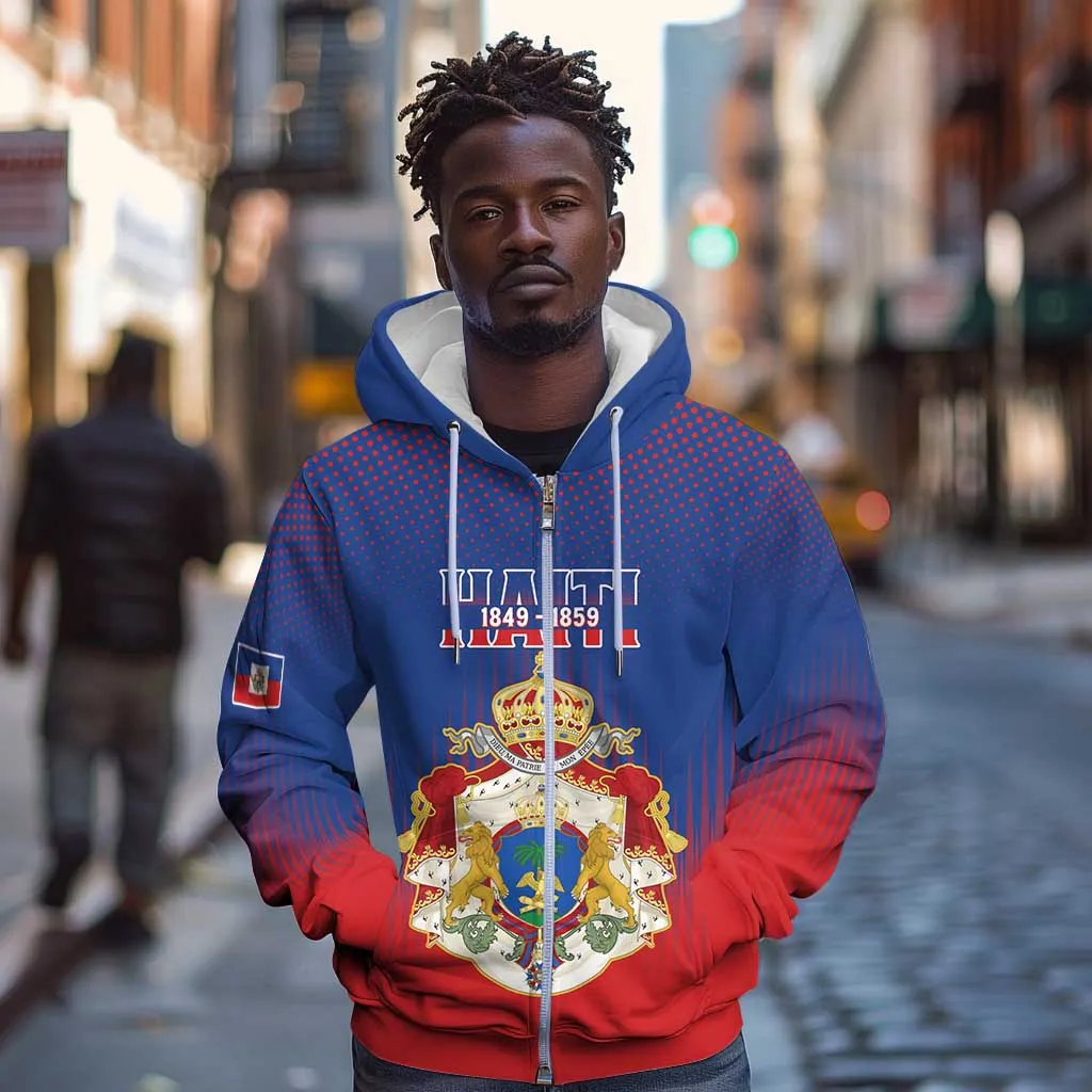 Personalized Anpi an Ayiti Zip Hoodie Imperial Coat Of Arms Flag Style LT15