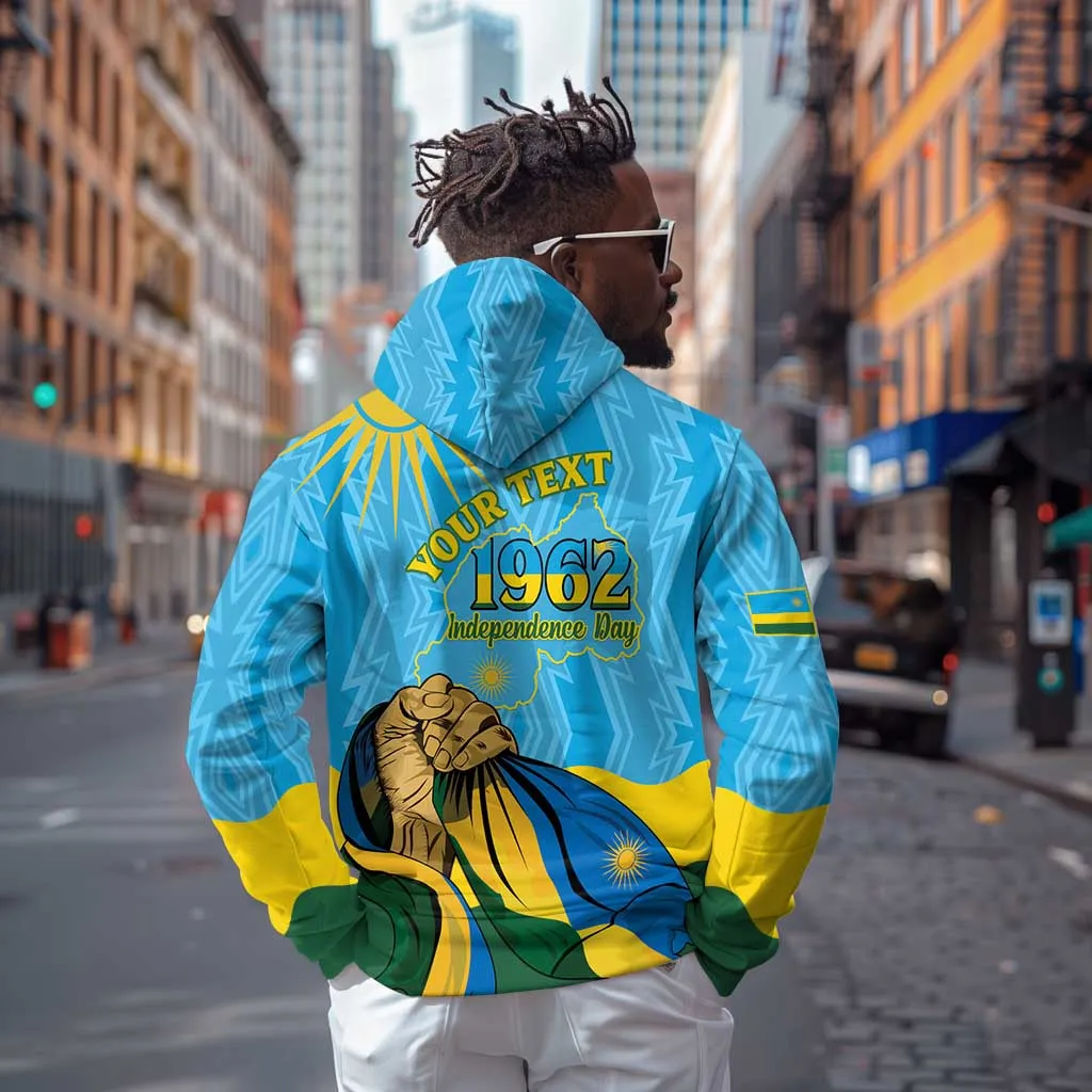 Personalized Happy Rwanda Independence Day Zip Hoodie Coat Of Arms With Map LT15