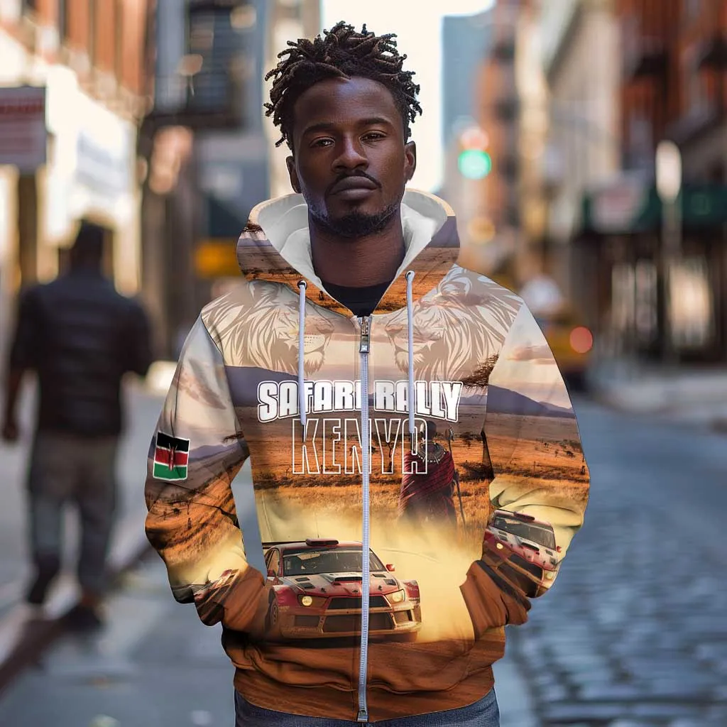 Personalized Kenya Safari Racing Car Zip Hoodie Come On Kenyan LT15