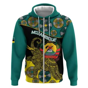 Personalized Mozambique Zip Hoodie African Elephant With Capunala Pattern LT15