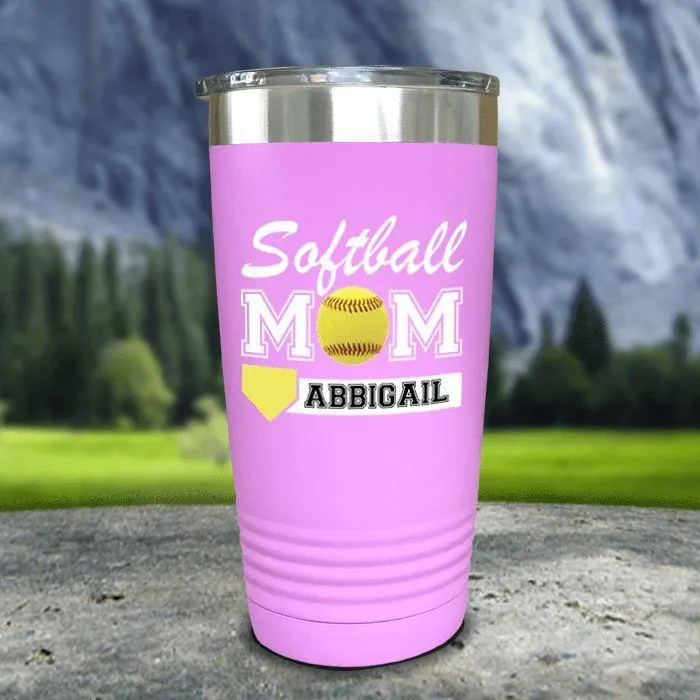 Personalized Softball Mom Color Printed Tumblers