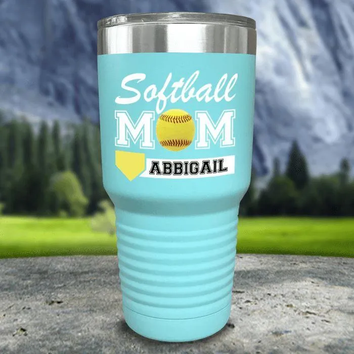 Personalized Softball Mom Color Printed Tumblers