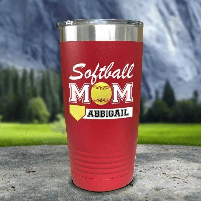 Personalized Softball Mom Color Printed Tumblers