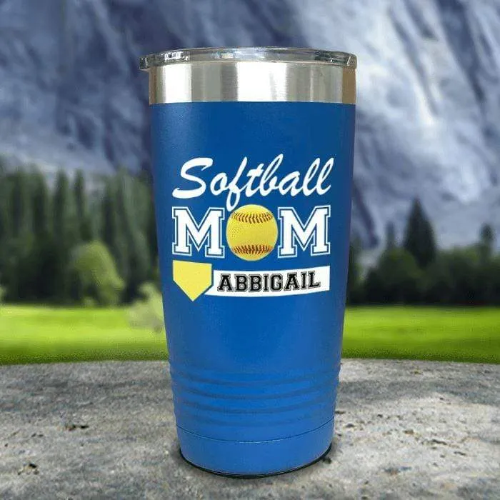 Personalized Softball Mom Color Printed Tumblers