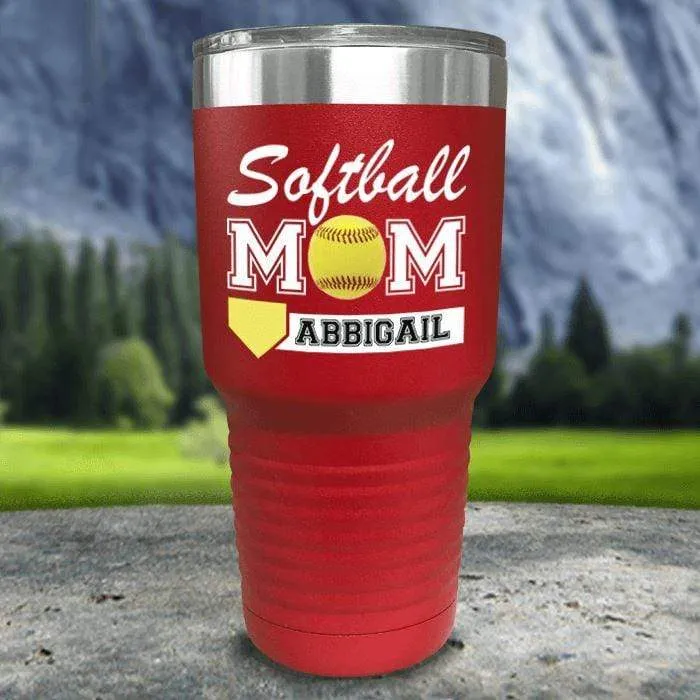 Personalized Softball Mom Color Printed Tumblers