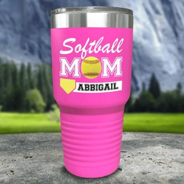 Personalized Softball Mom Color Printed Tumblers