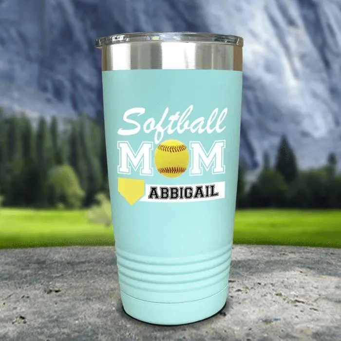 Personalized Softball Mom Color Printed Tumblers
