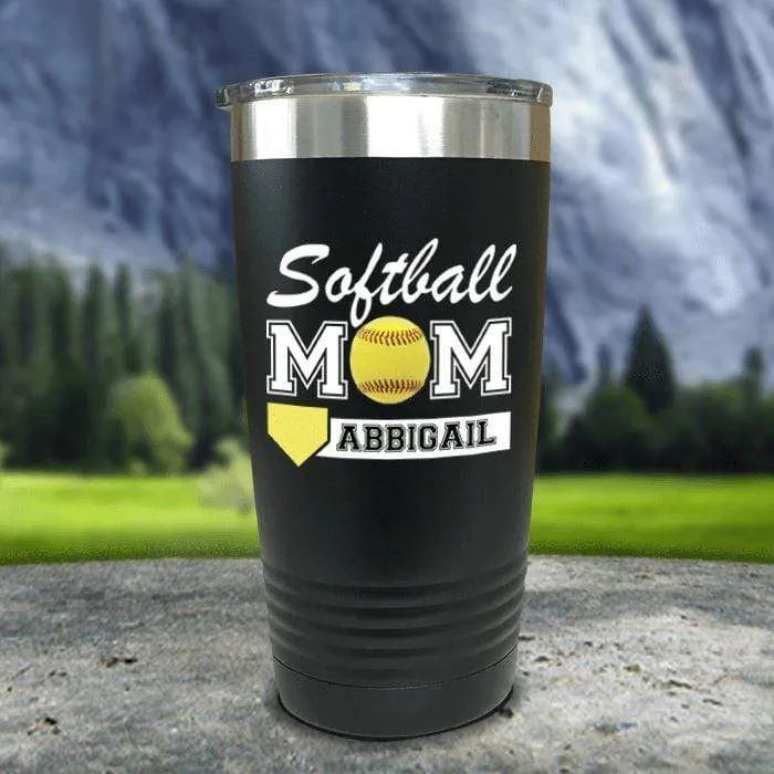 Personalized Softball Mom Color Printed Tumblers