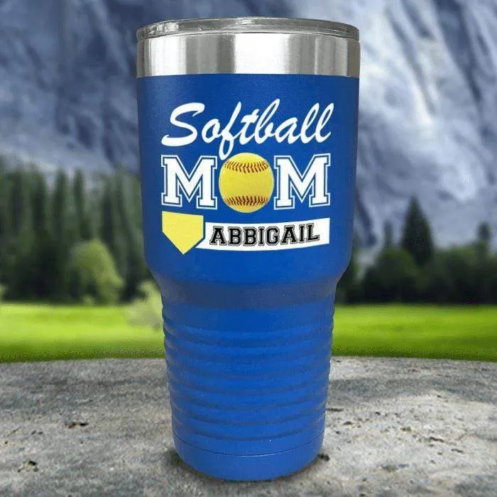 Personalized Softball Mom Color Printed Tumblers