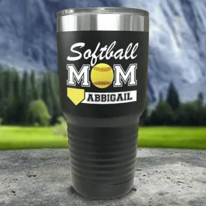 Personalized Softball Mom Color Printed Tumblers