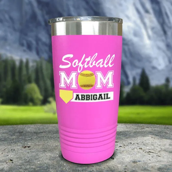 Personalized Softball Mom Color Printed Tumblers