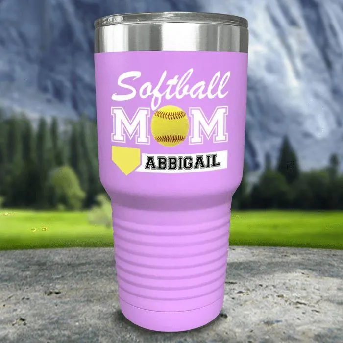 Personalized Softball Mom Color Printed Tumblers