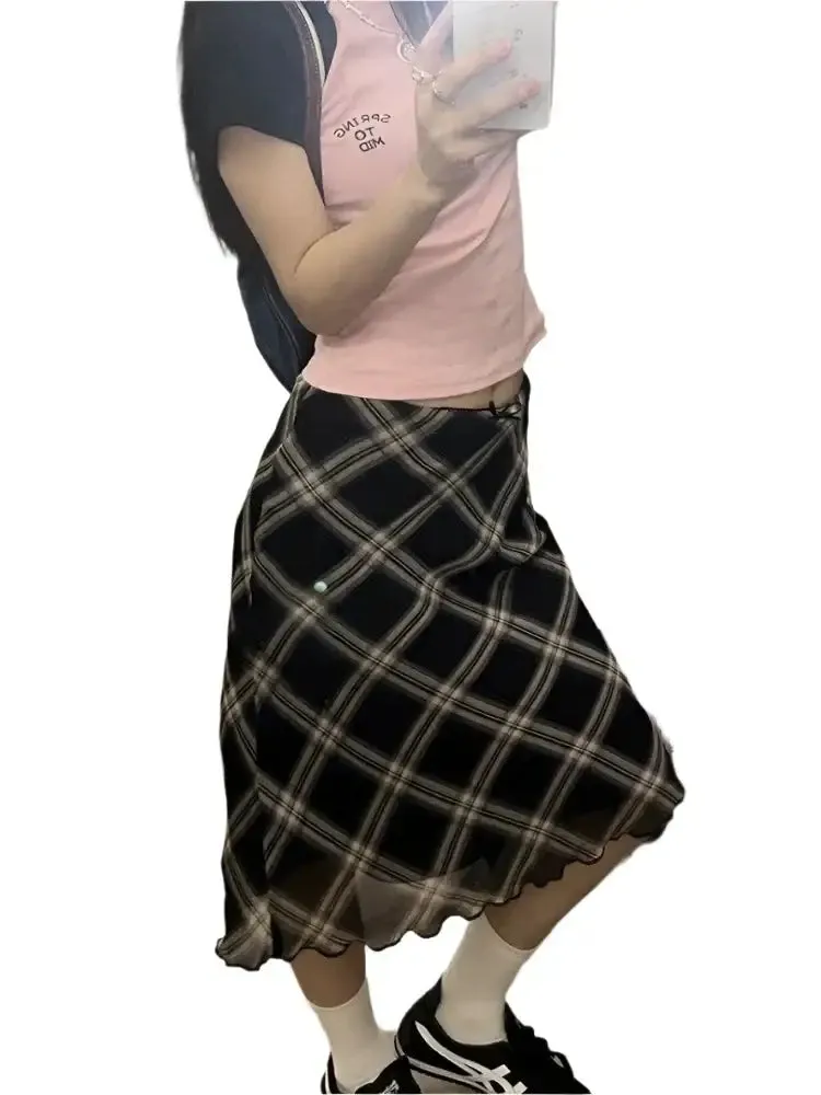 Plaid A Line Skirt