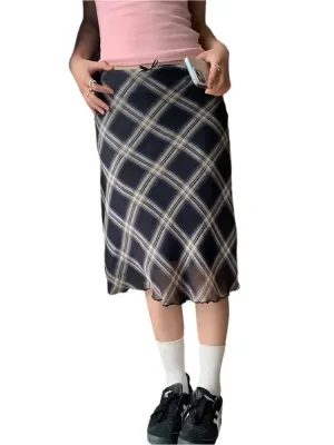 Plaid A Line Skirt
