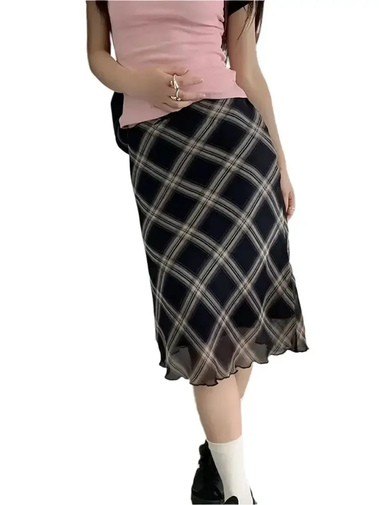 Plaid A Line Skirt