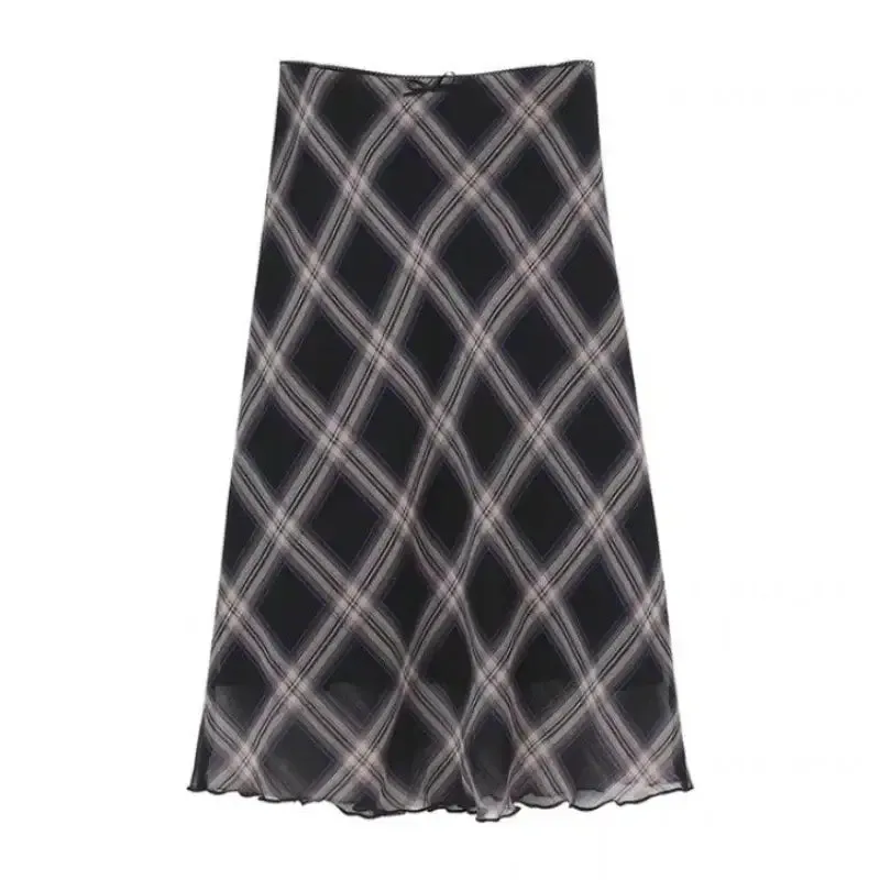 Plaid A Line Skirt