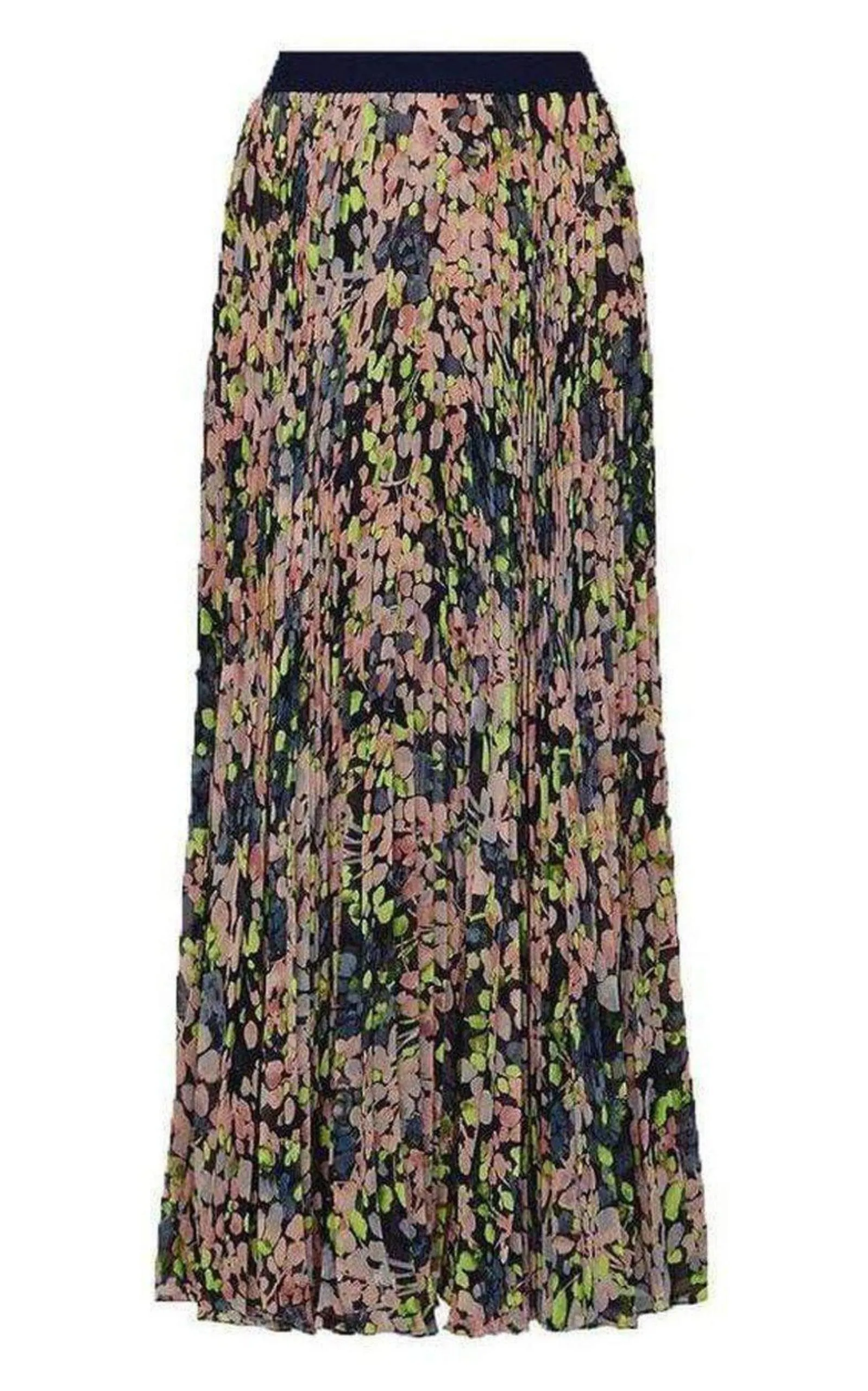 Pleated Floral Maxi Skirt