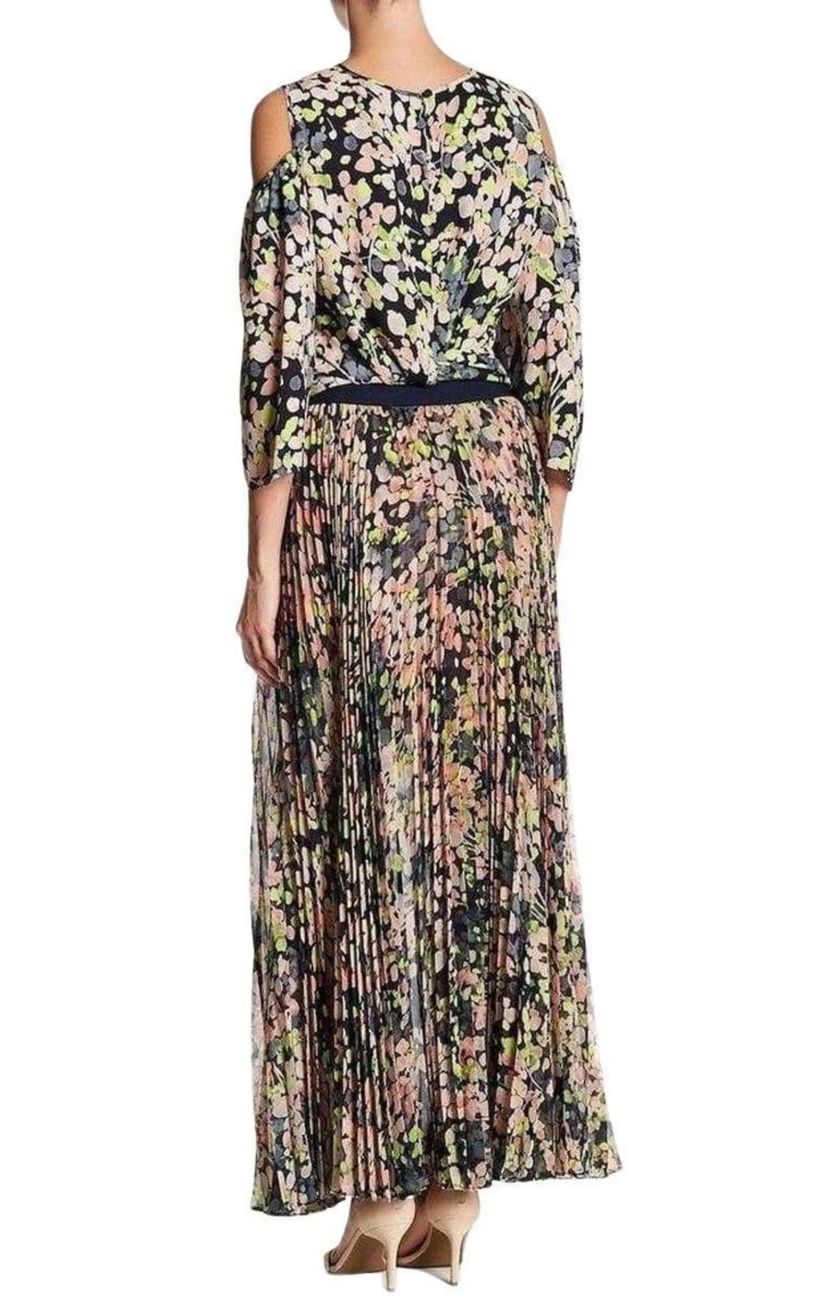 Pleated Floral Maxi Skirt