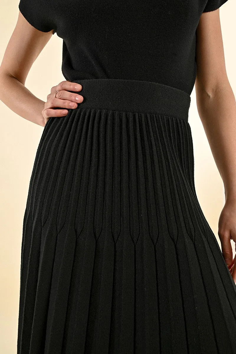 PLEATED MIDI SKIRT, HIGH WAIST