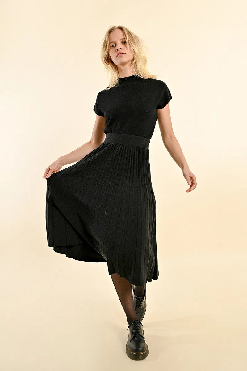 PLEATED MIDI SKIRT, HIGH WAIST