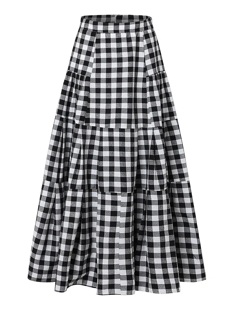 Plus Size 5XL Skirts Summer A Line Plaid