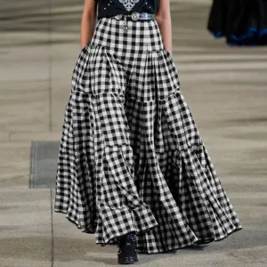 Plus Size 5XL Skirts Summer A Line Plaid