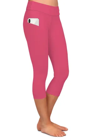 PRE ORDER SOLID RASPBERRY CAPRI WITH POCKETS LEGGINGS - YOGA - EXCLUSIVE! BATCH 1 (WHOLESALE) 04102024