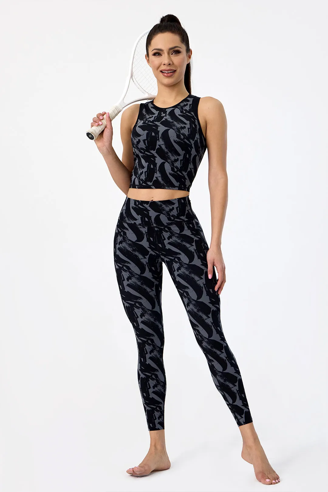 Print Color Block Sports Tank Top