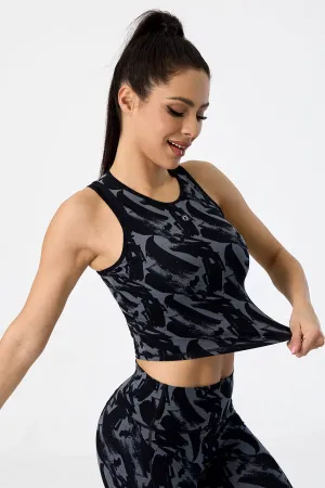 Print Color Block Sports Tank Top