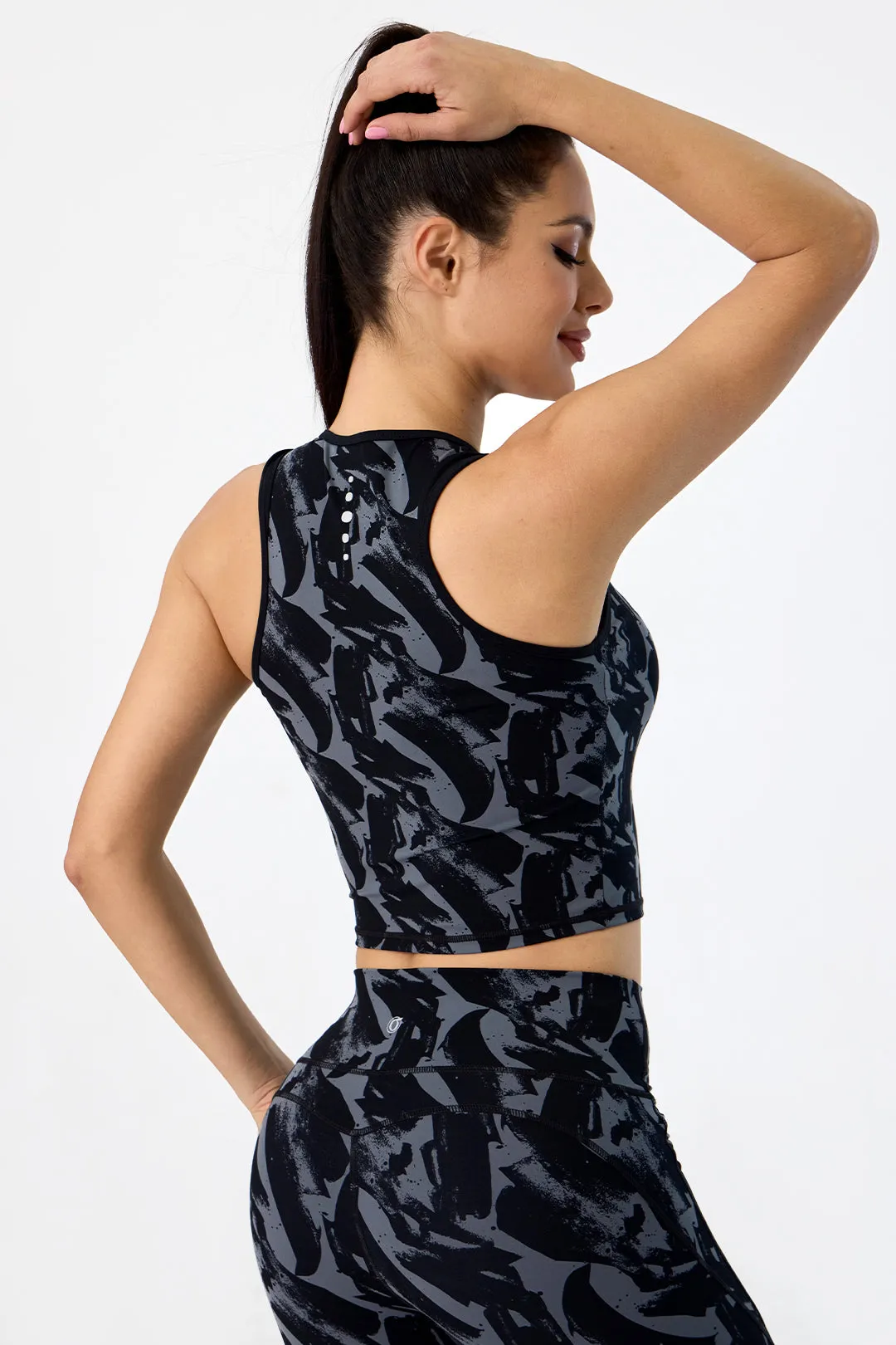 Print Color Block Sports Tank Top