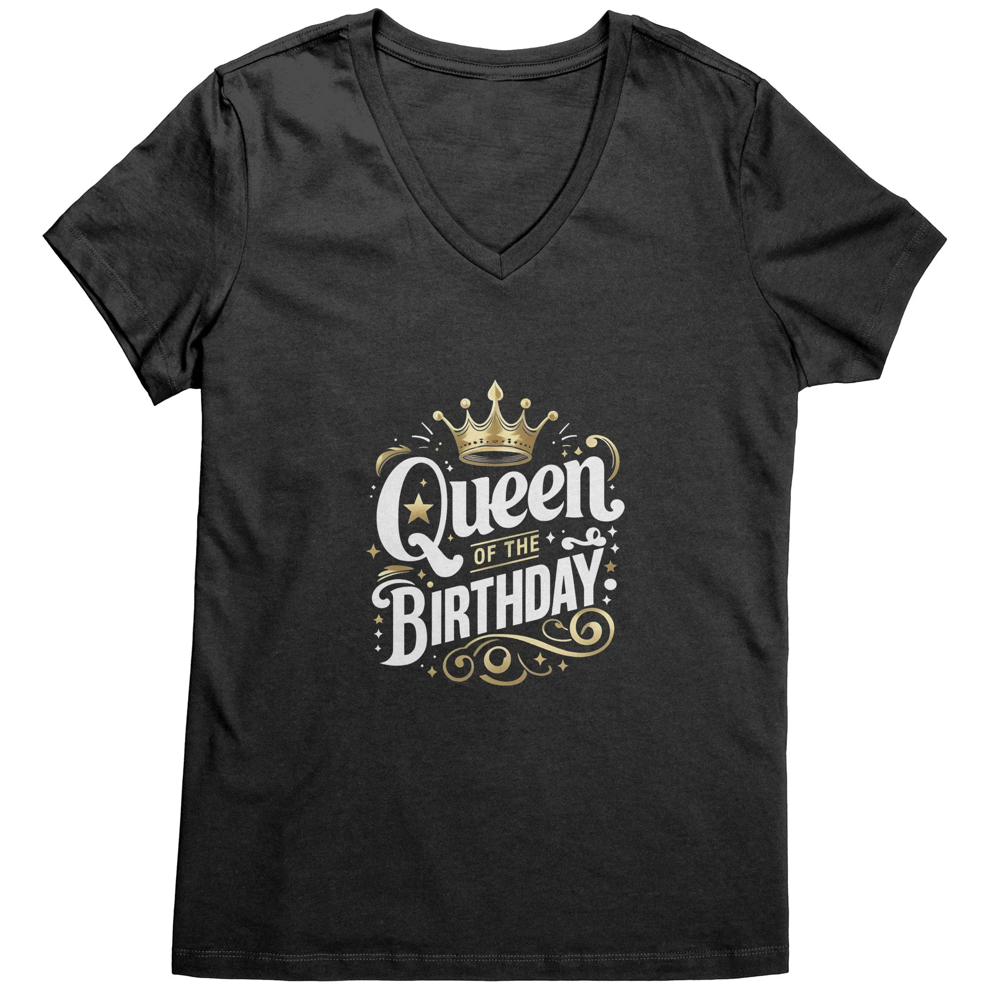 Queen of the Birthday Girl Ladies V-Neck - T-Shirt