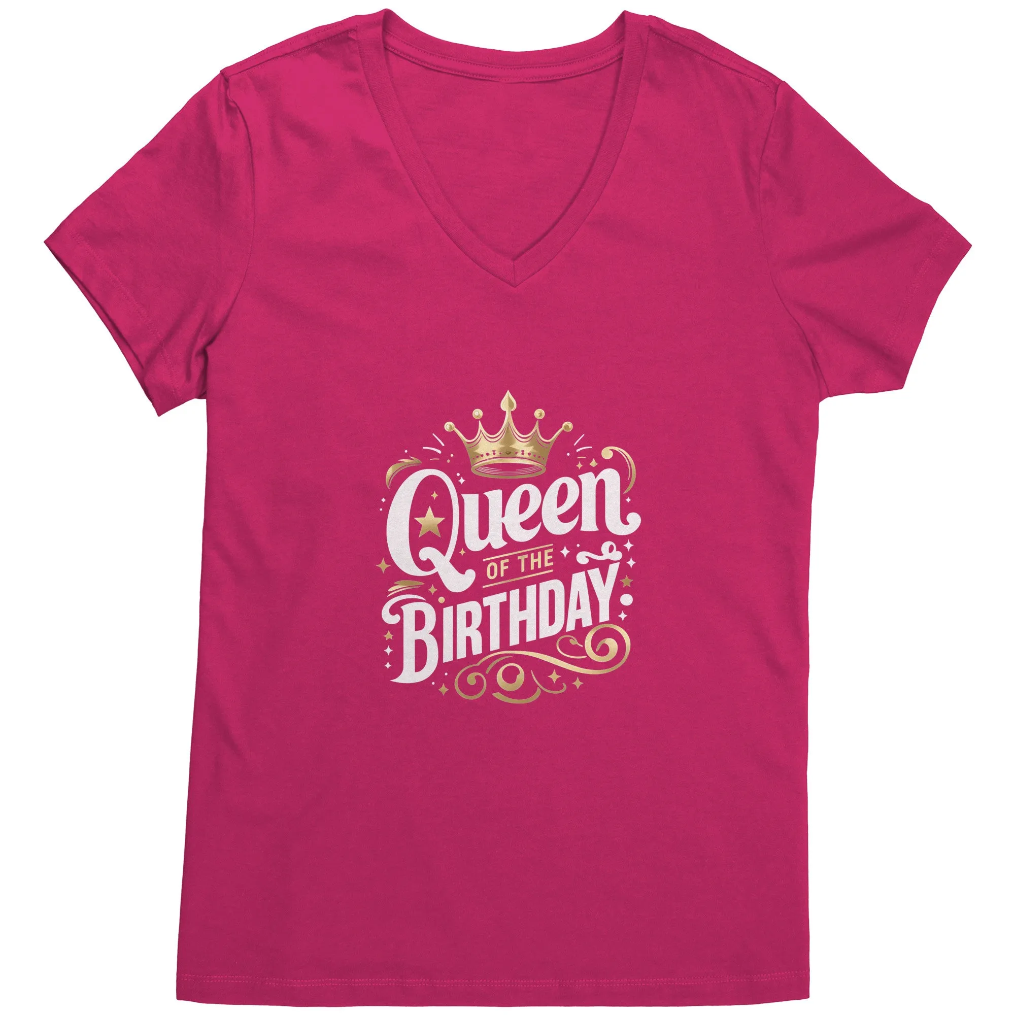 Queen of the Birthday Girl Ladies V-Neck - T-Shirt