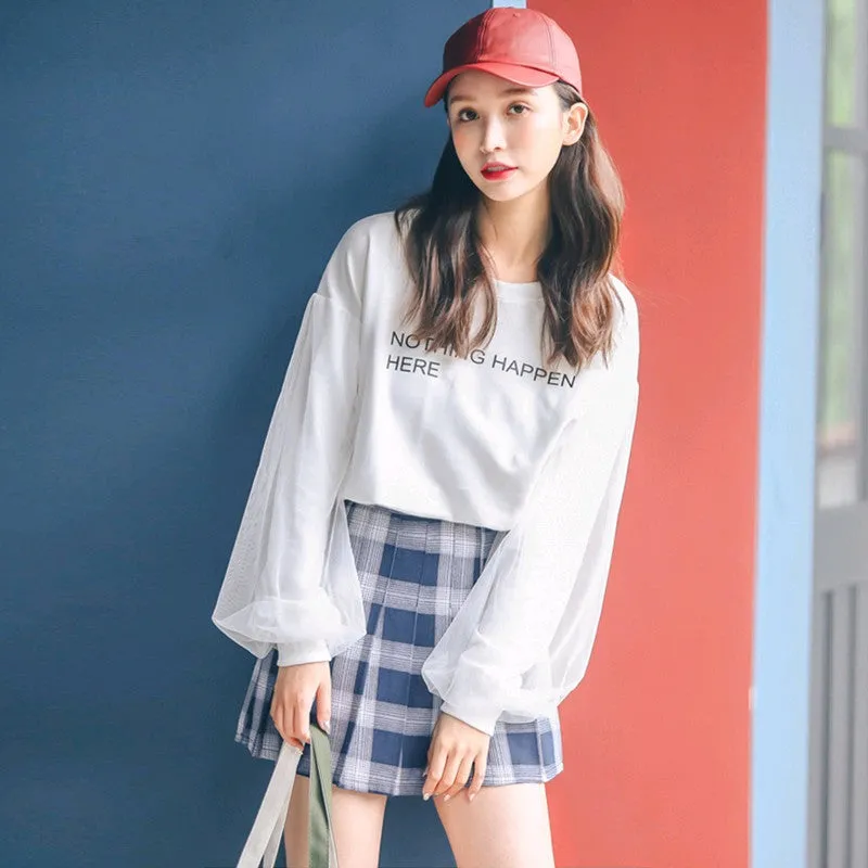 "NOTHING HAPPEN HERE" LONG SLEEVES  SKIRT K102206