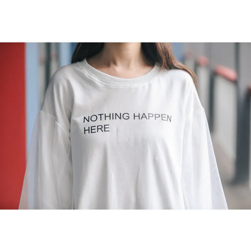 "NOTHING HAPPEN HERE" LONG SLEEVES  SKIRT K102206