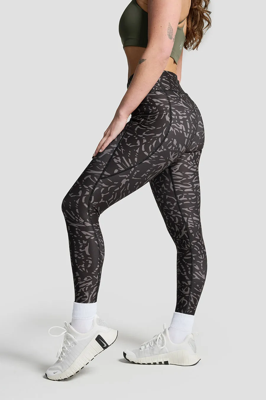 REACT Black & Grey Print Leggings