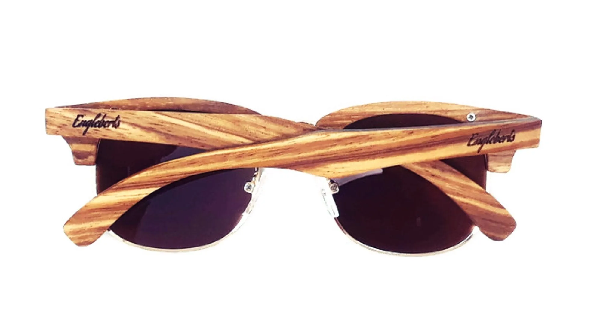 Real Ebony and ZebraWood Sunglasses With Bamboo Case, Tea Colored