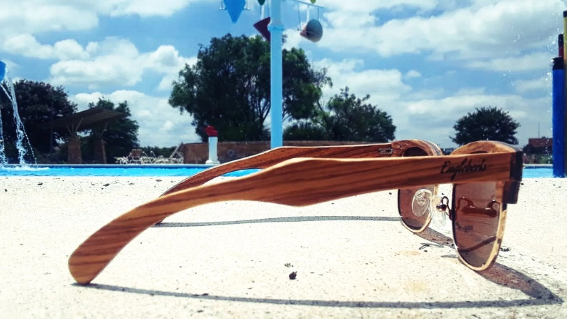 Real Ebony and ZebraWood Sunglasses With Bamboo Case, Tea Colored