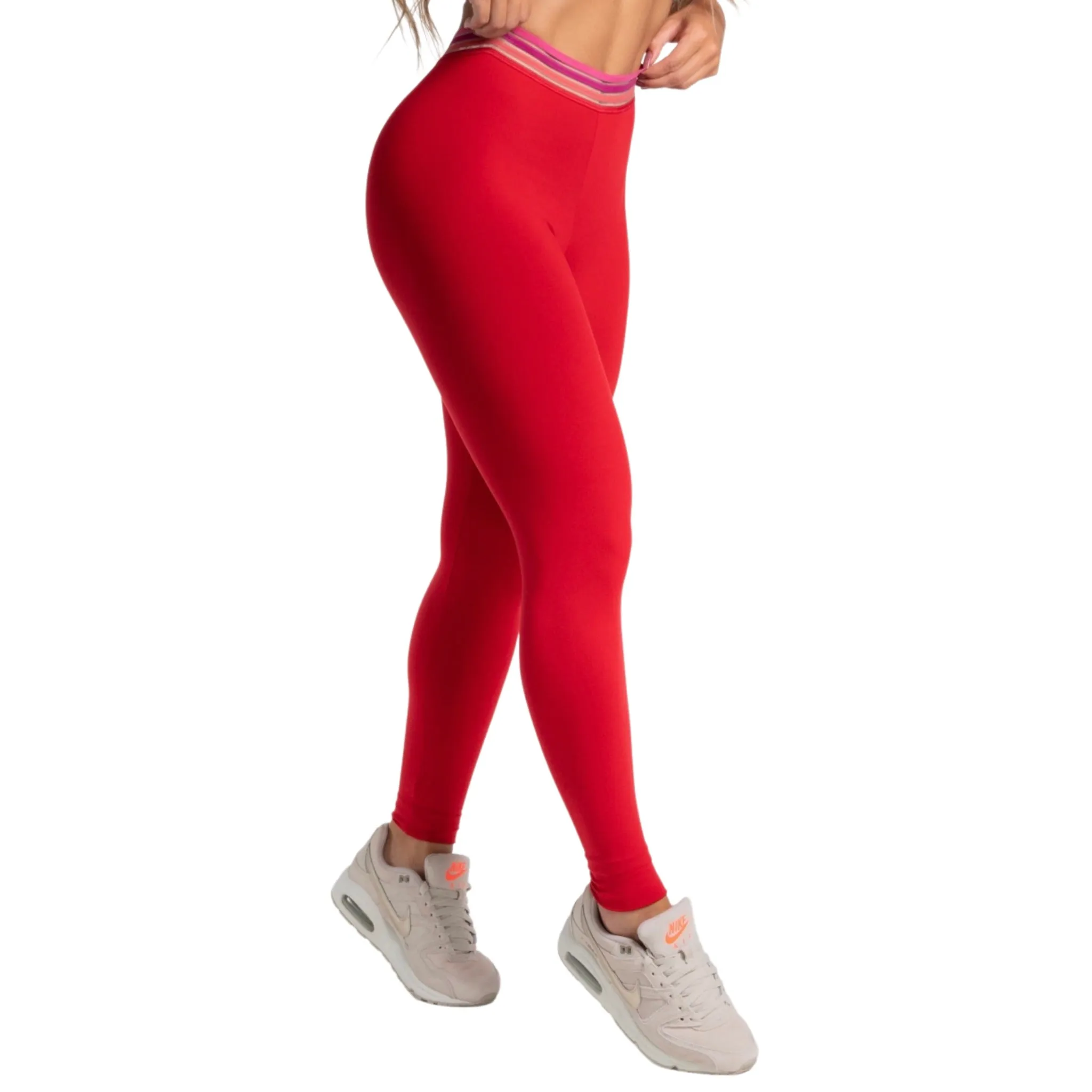 Red Bliss Polyamide Leggings with Elastic Waistband