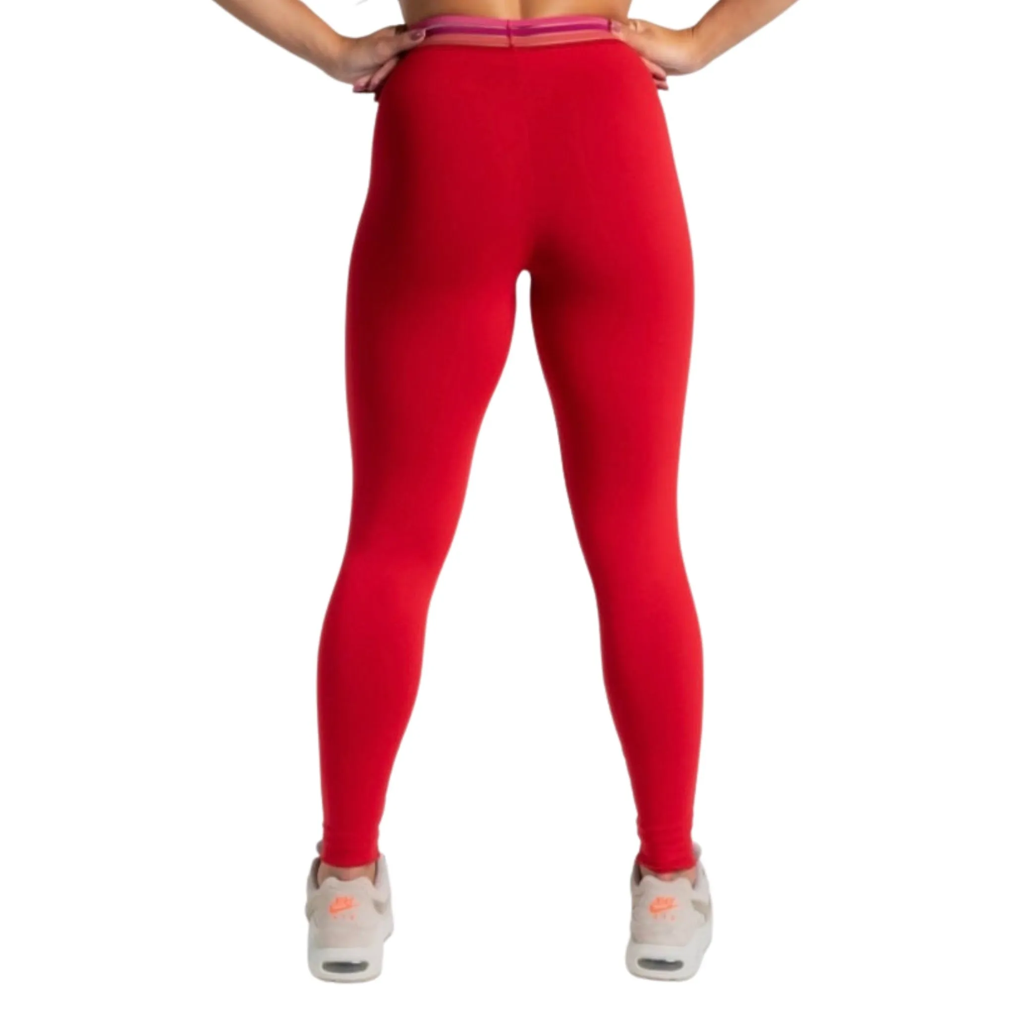 Red Bliss Polyamide Leggings with Elastic Waistband