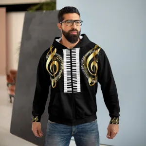 Rockstar Collection Metallic Gold Notes Piano Unisex Zip Hoodie
