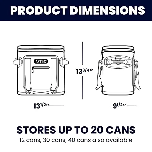 RTIC Soft Cooler 30 Can, Insulated Bag Portable Ice Chest Box for Lunch, Beach, Drink, Beverage, Travel, Camping, Picnic, Car, Trips, Floating Cooler Leak-Proof with Zipper, Coral