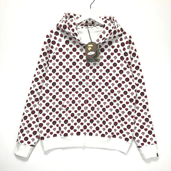 [S] DS! A Bathing Ape Bape Baby Milo Monogram Full Zip Hoodie White