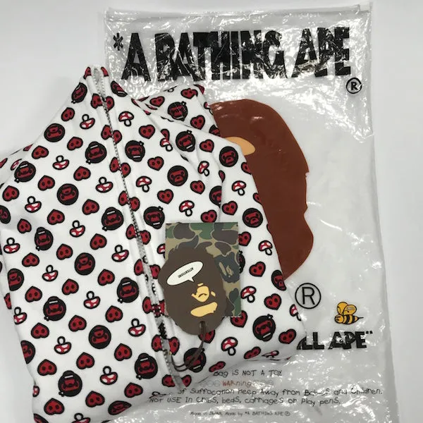 [S] DS! A Bathing Ape Bape Baby Milo Monogram Full Zip Hoodie White